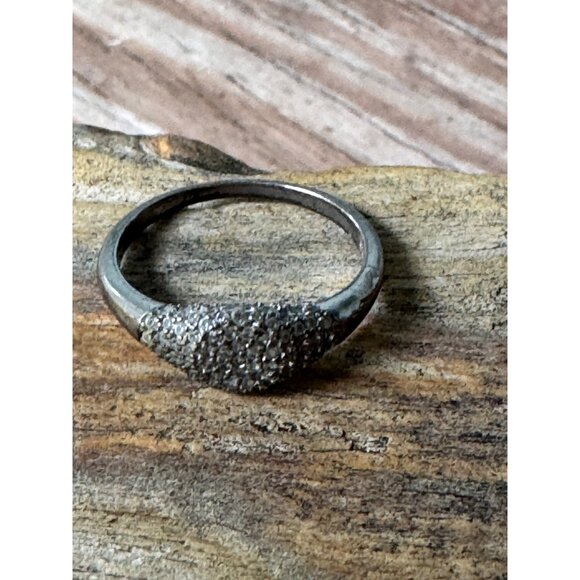 Sterling Silver 925 Ring With Pave-Style Clear Accents 2.22g - Picture 2 of 7